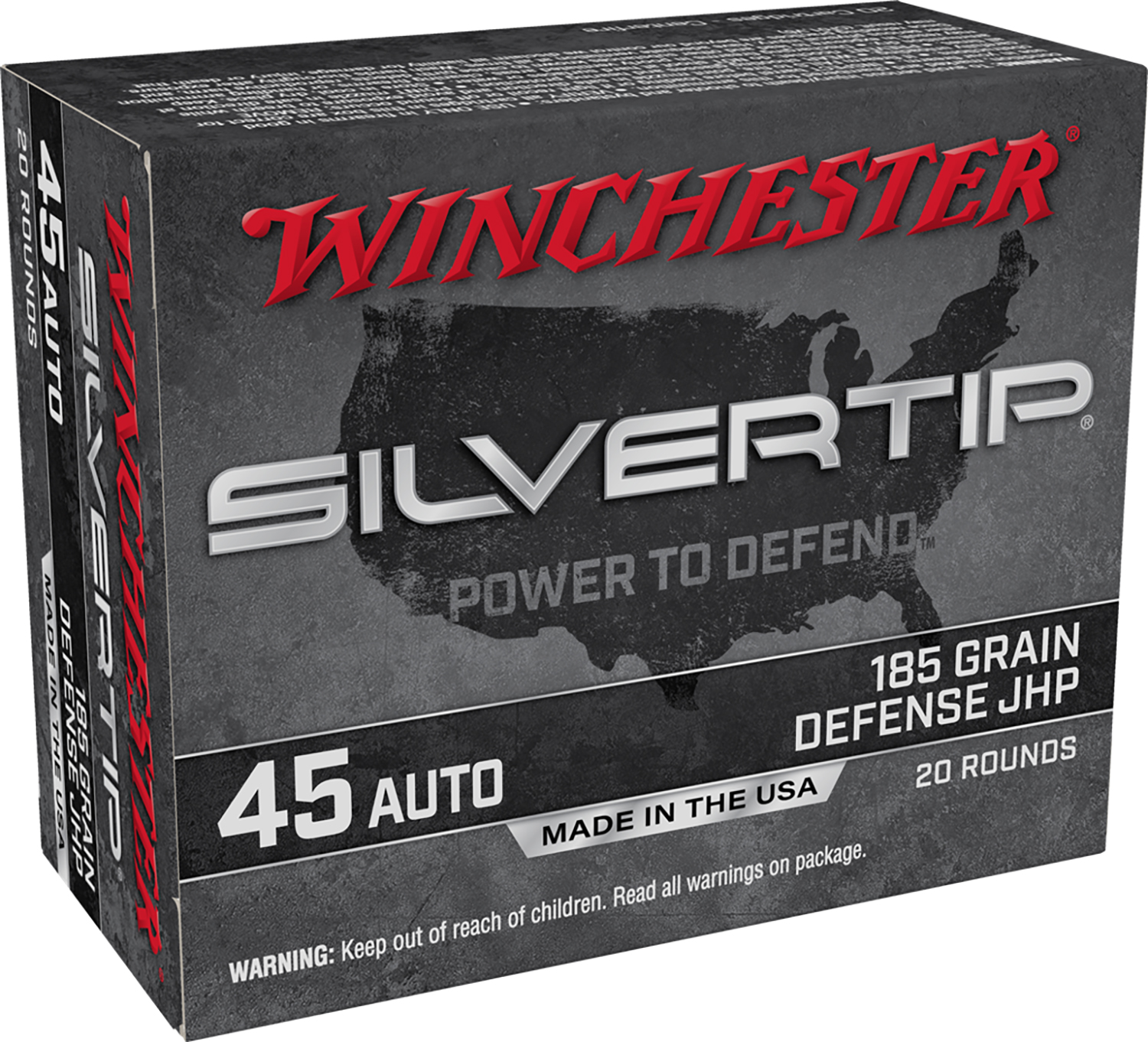 Winchester Ammo W45AST Silvertip 45ACP 185gr Silvertip Jacket Hollow Point 20 Per Box/10 Case