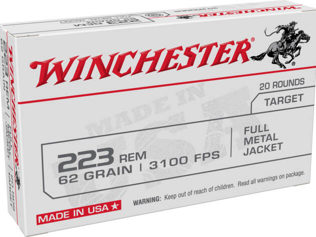 Winchester Ammo W223FMJ62 USA  223Rem 62gr Full Metal Jacket 20 Per Box/50 Case