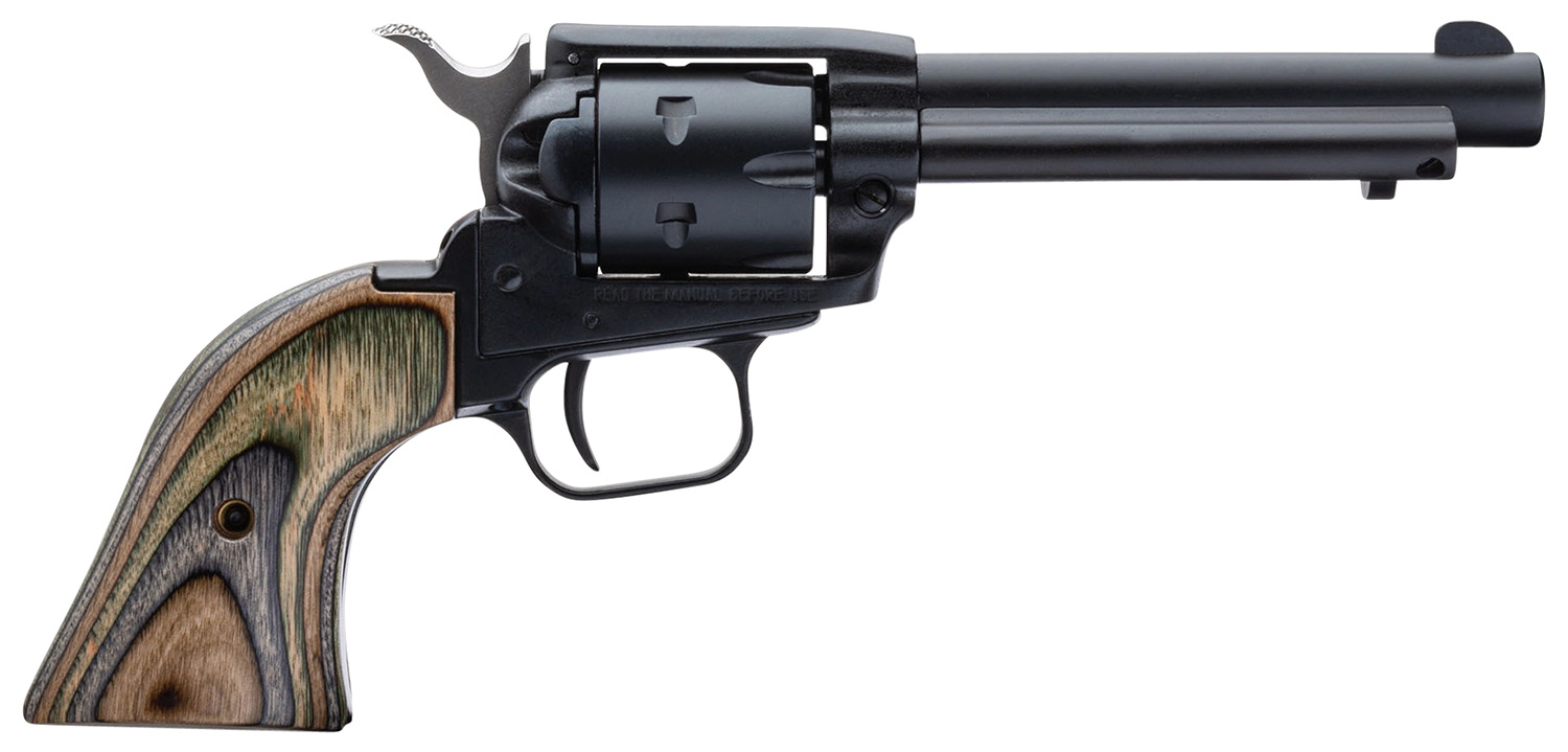 Heritage Mfg RR22CH4 Rough Rider 22 LR 6 Shot, 4.75" Black Oxide Steel Barrel, Simulated Case Hardened Zinc Alloy Frame, Black Oxide Cylinder, Camo Laminate Grip, Manual Safety, Exposed Hammer