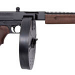 Thompson TA5100D 1927A-1 Lightweight Deluxe 45 ACP Caliber with 10.50" Barrel, 100rd Capacity (Drum), Black Hard Coat Anodized Metal Finish, American Walnut Grip Right Hand