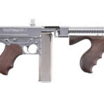 Thompson TI50DCR 1927A-1 Deluxe Carbine 45 ACP Caliber with 18" Barrel, 20+1 Capacity (Stick), 50+1 Capacity (Drum), Hard-Chrome Plated Metal Finish, American Walnut Stock Wood Grip Right Hand