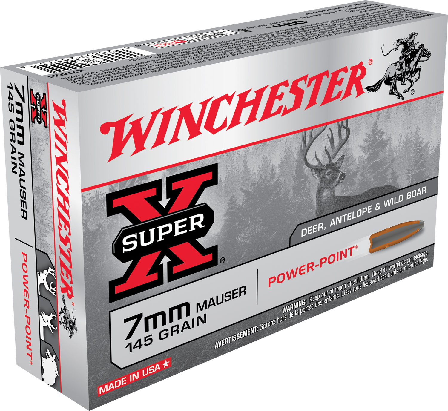 Winchester Ammo X7MM1 Super X 7mmMauser 145gr Power Point 20 Per Box/10 Case