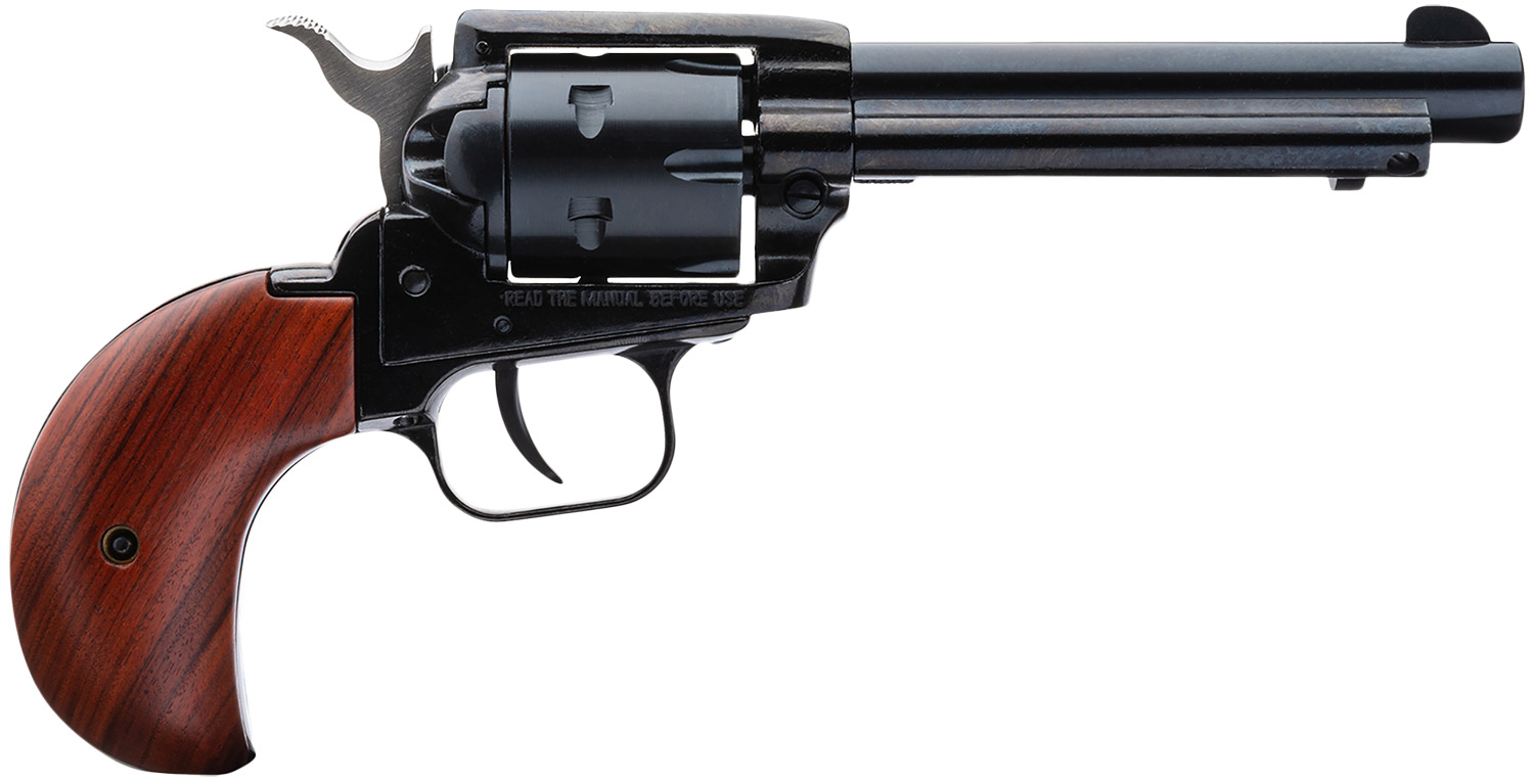 Heritage Mfg RR22MB4BH Rough Rider 22 LR/22 WMR 6 Shot, 4.75" Steel Black Barrel, Cylinder & Black Zinc Alloy Frame, Cocobolo Bird Head Grip, Hammer/Thumb Safety, Exposed Hammer