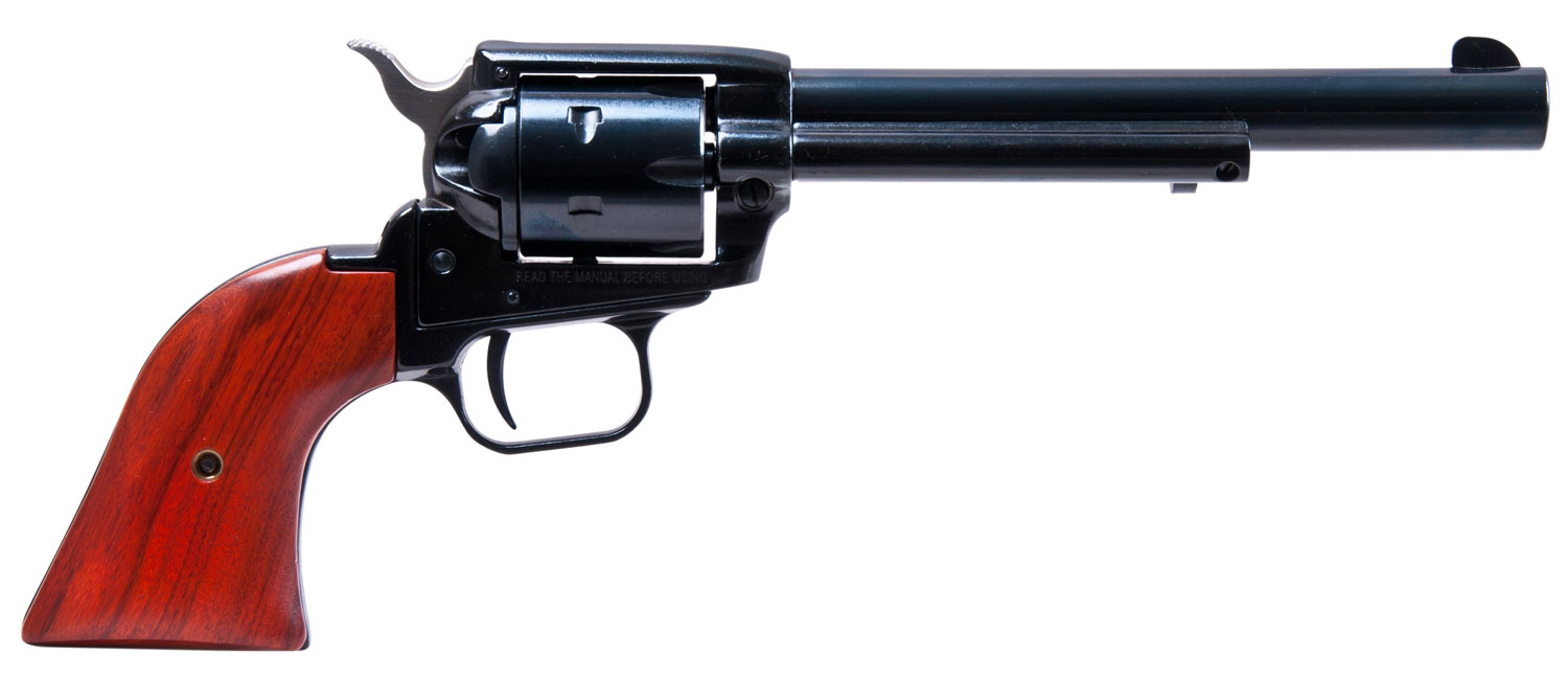 Heritage Mfg RR22B6 Rough Rider 22 LR 6 Shot, 6.50" Black Steel Barrel, Black Zinc Alloy Frame, Black Cylinder, Cocobolo Grip, Hammer/Thumb Safety, Exposed Hammer