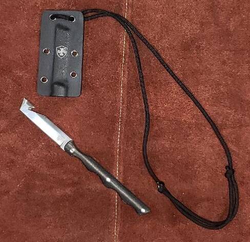 Templar Neck Knife Black Powder D2 Tanto Silver