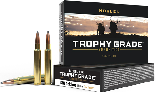 NOSLER TROPHY 280 ACK IMP - 160GR PARTITION 20RD 10BX/CS