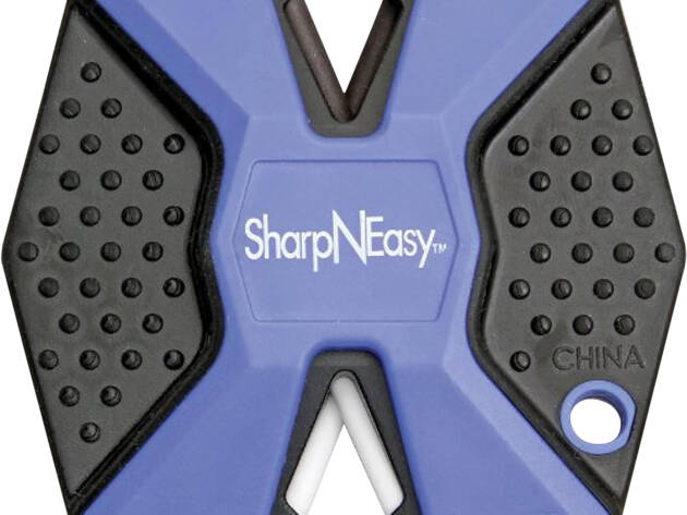 AccuSharp 334CD SharpNEasy 2-Step Sharpener Hand Held Fine/Coarse Ceramic Stone Sharpener Plastic Handle Black/Blue 24