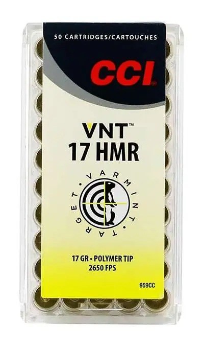 CCI RIMFIRE AMO 17 HMR 17GR VNT TIPPED 50RD (40 BOX CASE)