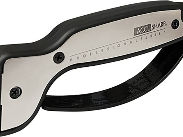 AccuSharp 040C Pro Sharpener Fixed Diamond Tungsten Carbide Sharpener Black/Silver Aluminum/Overmolded Rubber