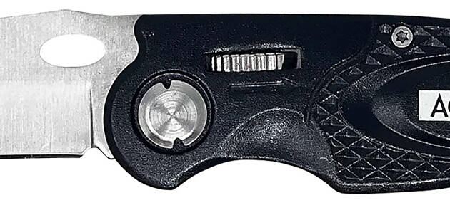 AccuSharp 703C Sport  3" Folding Plain Stainless Steel Blade/Black Anodized Aluminum Handle Includes Belt Clip