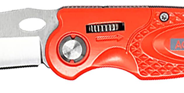 AccuSharp 709C Sport  3" Folding Plain Stainless Steel Blade/Blaze Orange Anodized Aluminum Handle Includes Belt Clip