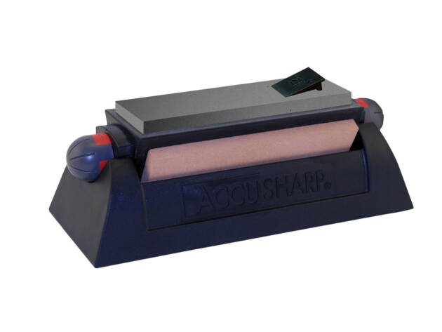 AccuSharp 064C Tri-Stone Sharpening System Coarse/Medium/Fine Alumina-Oxide Sharpener Rubber Handle Black