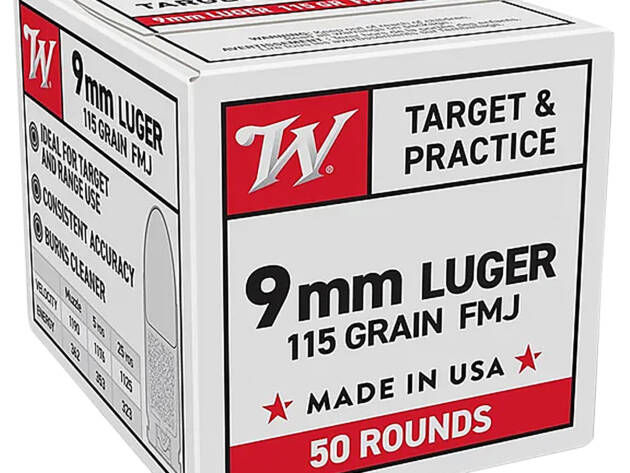 Winchester Ammo W9MM50   9mmLuger 115gr Full Metal Jacket 50 Per Box/20 Case