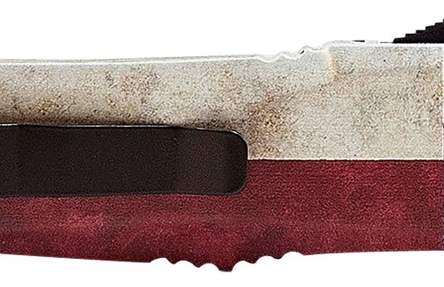 Templar Knife SCAP331 Gen II Captain Small 2.69" OTF Drop Point Plain Black Oxide Stonewashed 440C SS Blade, 4.31" Red/White/Blue w/Star Aluminum Handle Glass Breaker