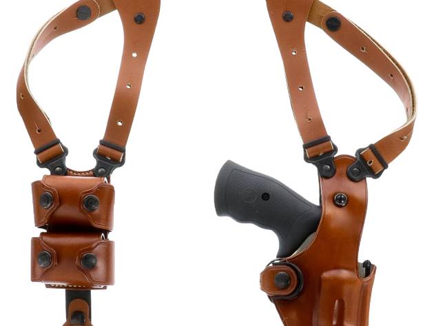 Galco VHS4104 VHS 4.0 Shoulder System Vertical Ambidextrous, Size Fits Chest Up To 56", Tan Leather, Fits L Frame S&W Model 686 (4" Barrel)