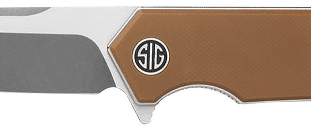 Sig Sauer Knives TS8SBRN Tsuru  3.30" Folding Tanto Plain Satin 154CM SS Blade, 4.20" Coyote Brown G10 Handle