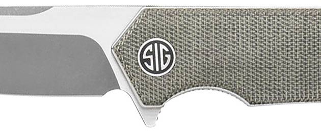 Sig Sauer Knives TS8SG Tsuru  3.30" Folding Tanto Plain Satin 154CM SS Blade, 4.20" Green Canvas Micarta Handle