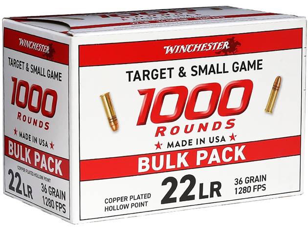 Winchester Ammo 22LR1KHP   22LR 36gr Plated Hollow Point 1000 Per Box/2 Case