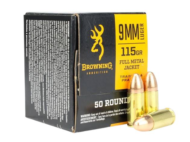 Browning Ammo B1918000939mm Luger 115gr Full Metal Jacket 50 Per Box/20 Case