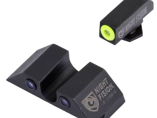 Night Fision GLK001007YGZ Tritium Night Sights For Glock  Green Tritium Yellow Outline Front Sight- Green Tritium Black Outline Rear Sight Glock 17/17L/19/22