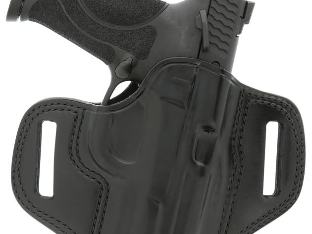 Galco CM224B Combat Master  OWB Black Leather Belt Slide Compatible w/Ruger Security-9/Glock 17/Glock 22 Gen2-5 Belt 1.75" Wide Right Hand