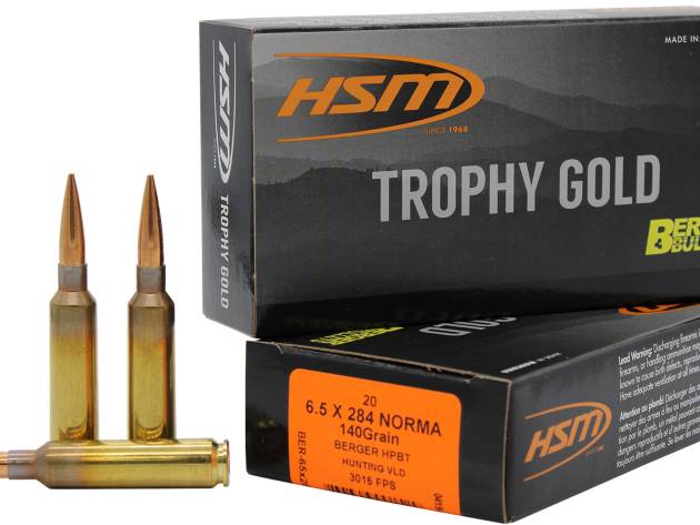 HSM 65X284140VLD Trophy Gold Extended Range 6.5x284 Norma 140 gr Berger Hunting VLD Match 20 Per Box/ 20 Case