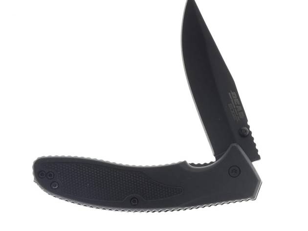 Bear & Son Sideliner Folding Knife 3-1/2" Clip Point Blade Black