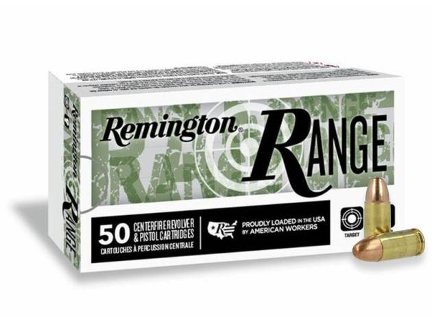 Remington Range Handgun Ammo 9mm Luger 124 gr FMJ 1110 fps 50/ct