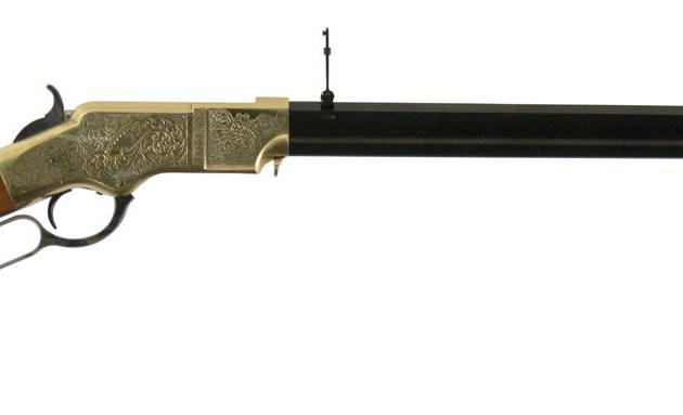 Taylors & Company 550296 1860 Brass Engraved 44-40 Win 13+1 24.25" Blued Octagon Barrel, Brass Engraved/ Brass Receiver, Walnut/ Synthetic Stock, Right Hand