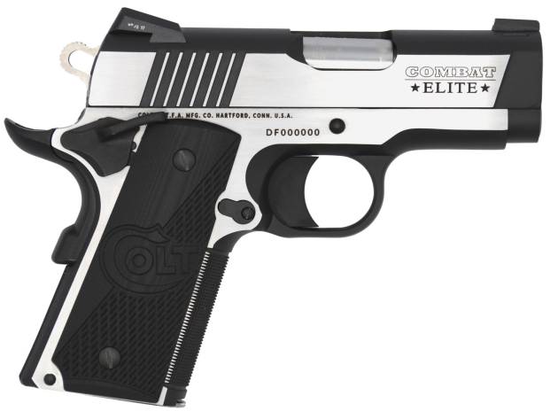 Colt Mfg O7080CE Combat Elite Commander Compact Frame .45 ACP 8+1, 3" Stainless Steel Barrel, Two-Tone Serrated Stainless Steel Slide & Frame w/Beavertail, Black Scalloped G10 Grip, Ambidextrous