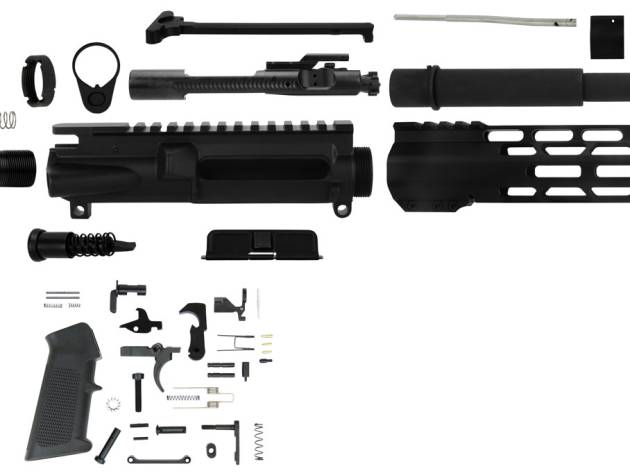 TacFire SSPK300LPK10 AR Build Kit Pistol Sports South Exclusive 300 Blackout AR Pistol Platform Black Parkerized Steel 5/8"x24