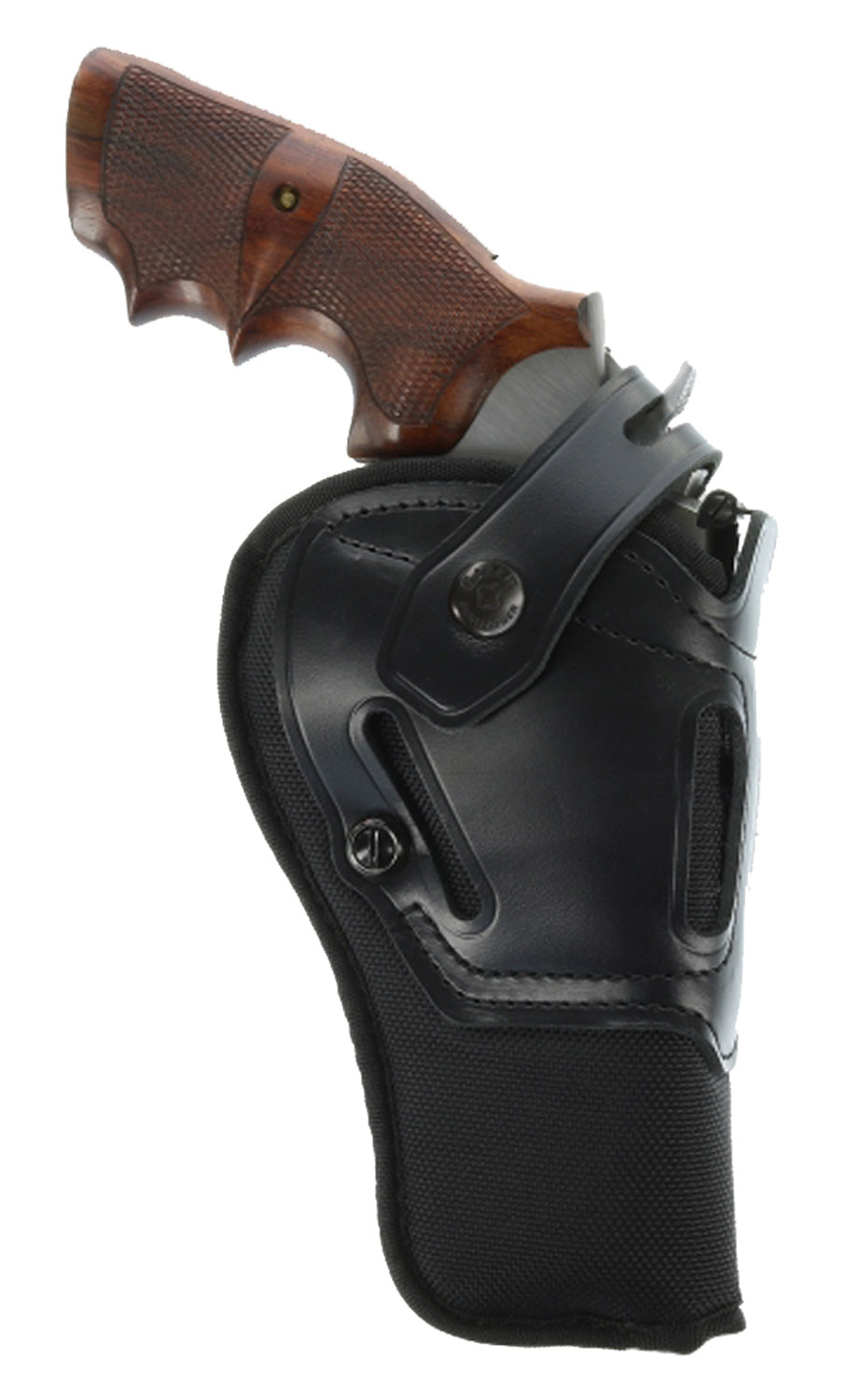 Galco SR46B Switchback OWB Black Leather Belt Slide Fits Ruger GP100/S&W K Frame Fits 6" Barrel Ambidextrous