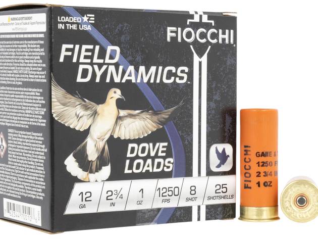 Fiocchi 12GT8 Field Dynamics Dove & Quail 12Gauge 2.75" 1oz 8Shot 25 Per Box/10 Case