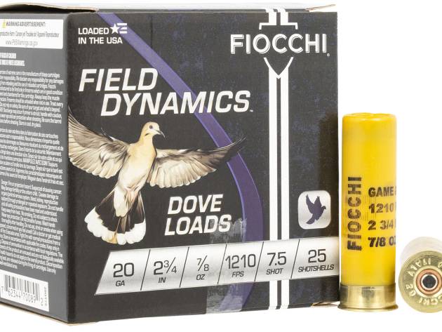 Fiocchi 20GT75 Field Dynamics Dove & Quail 20Gauge 2.75" 7/8oz 7.5Shot 25 Per Box/10 Case