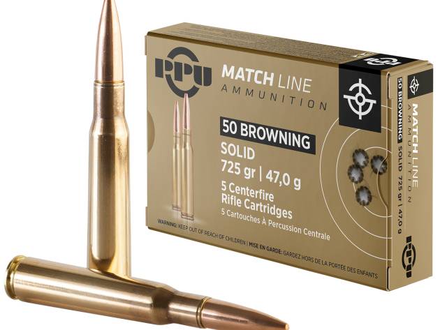 PPU PPM50 Match  50BMG 725gr Full Metal Jacket Solid 5 Per Box/20 Case