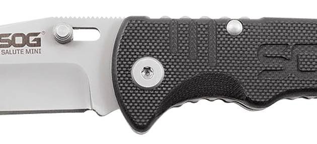 S.O.G SOGFF1001C Salute Mini 3.10" Folding Clip Point Plain Bead Blasted 8Cr13MoV SS Blade Black G10 Handle Includes Pocket Clip