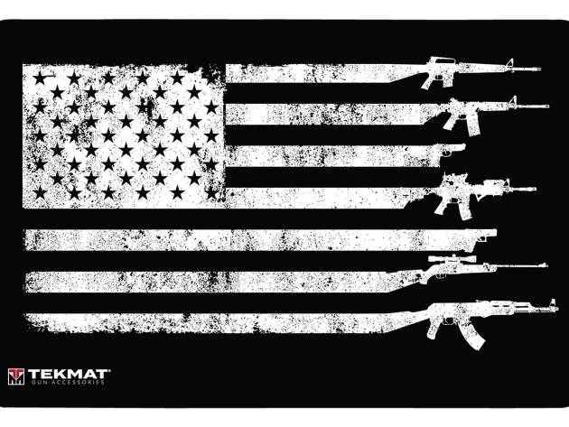 TekMat TEK42GFUSA USA Gun Flag Door Mat Black/White Rubber 25"x42"