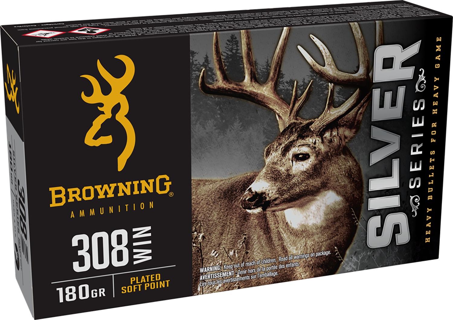 Browning Ammo B192603081 Silver 308Win 180gr Plated Soft Point 20 Per Box/10 Case