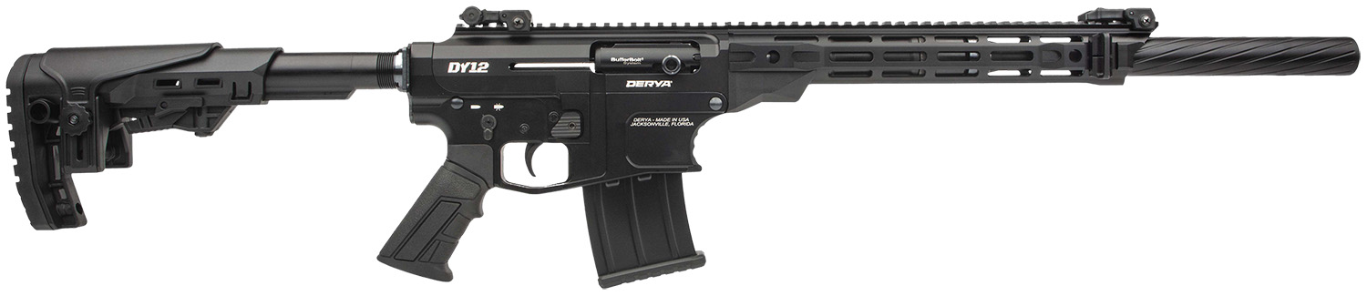 Derya Firearms DY1218US Namlu DY12 12 Gauge Semi-Auto 3" 5+1 18" Black Melotine Threaded Barrel, Black Anodized Aluminum Receiver w/Picatinny Rail, Black Adjustable Polymer Stock & Pistol Grip