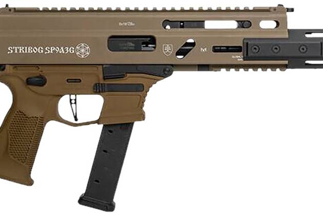Grand Power 810091156483 Stribog SP9A3G 9mm Luger 16" Black Barrel, Flat Dark Earth Receiver, Polymer Stock & Grip