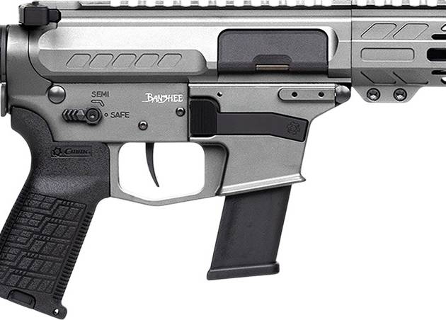 CMMG 45A890FTNG Banshee FE MkG 45 ACP 13+1 8" Black Nitride Threaded Barrel, M-LOK Handguard, Titanium Cerakote Aluminum Receiver w/Picatinny Rail, Black Polymer CMMG RipBrace, CMMG Zeroed Grip