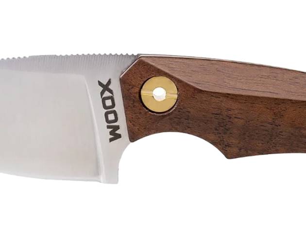 Woox BU.KNF030.01 Bad Boy  2.75" Plain Drop Point D2 Steel Blade American Walnut w/ Brass Hardware Handle 6.25" OAL
