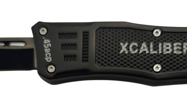 Xcaliber Knife Company  45 ACP  3.25" OTF Tanto Plain Black 440C SS Blade, 4.64" Steel Handle