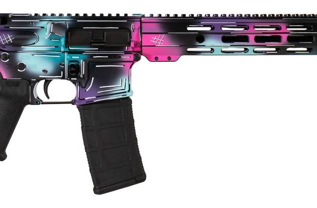 Shark Coast Tactical SCC101938DISB Anime-15  5.56 NATO 30+1 16" Black Nitride Threaded Barrel, Disco Cerakote Aluminum Receiver w/Picatinny Rail, M-LOK Handguard, Magpul Collapsible Black Polymer Stoc