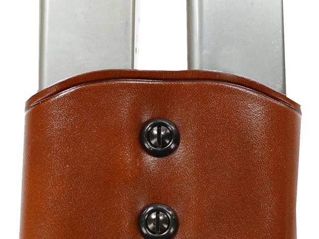 Galco DMC26 DMC Mag Carrier Double Tan Leather Belt Loop 45 ACP Belts 1.50-1.75" Wide Compatible w/ Single Stack Compatible w/ Sig P220 Compatible w/ 1911