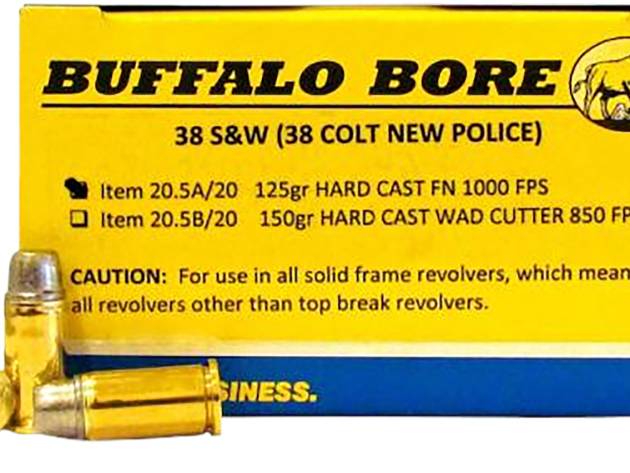 Buffalo Bore Ammunition 205A20 Personal Defense Strictly Business 38S&W 125gr Hard Cast Flat Nose 20 Per Box/12 Case