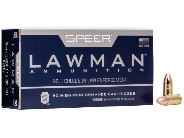 Speer Lawman Handgun Ammunition 9mm Luger 115 gr TMJ-RN  115GR TMJ  50/ct