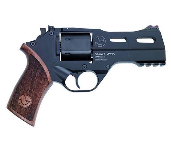 Chiappa 40DS Rhino Handgun .357 Mag 6rd Capacity 4" Barrel Black with Wood Grip and 3 Moon Clips