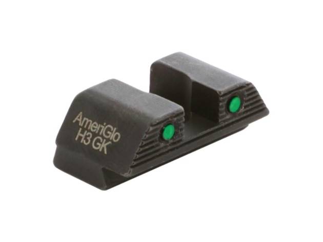 Ameriglo Green Tritium 2-dot Black Outlines Rear Sight .256in H .165 Sq Notch Glock