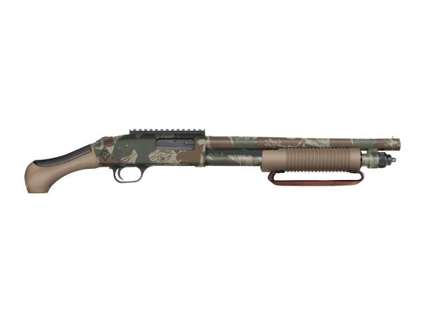 Mossberg 590 Bliksem Shotgun 12ga 3" Chamber 5rd Capacity14.375" Barrel 5rd Rhodesian Camo w/FDE Grip & Handguard